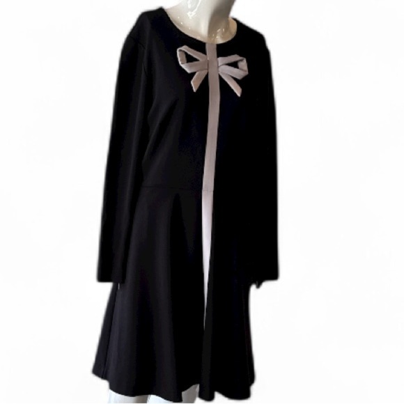 Ted Baker Gilleen Bow Detail Black & White Knit Skater Dress Size 4 - Picture 4 of 12
